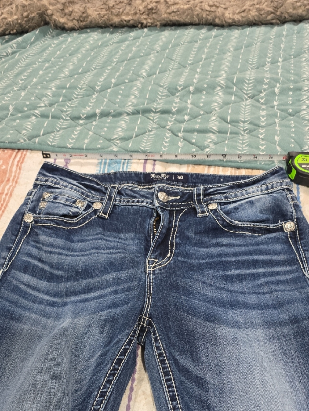 Miss Me Blue Boot Cut Jeans with Contrast Stitching